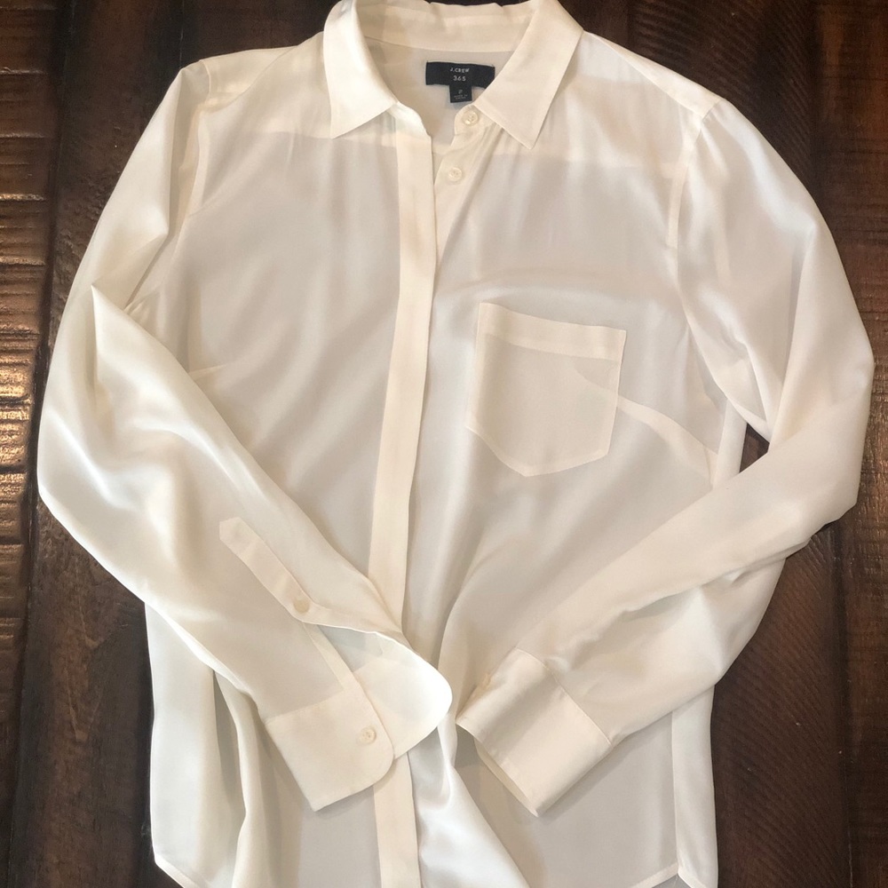 Ivory silk button down blouse